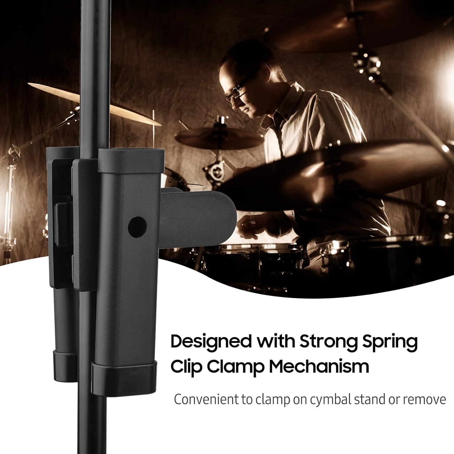 Drumsticks Holder Brush Holder Drumstick Grabber Stick Holder Strong Spring Clamp Mechanism Anti-Slip Rubber Pad Angle Adjustable BBZY image number 2