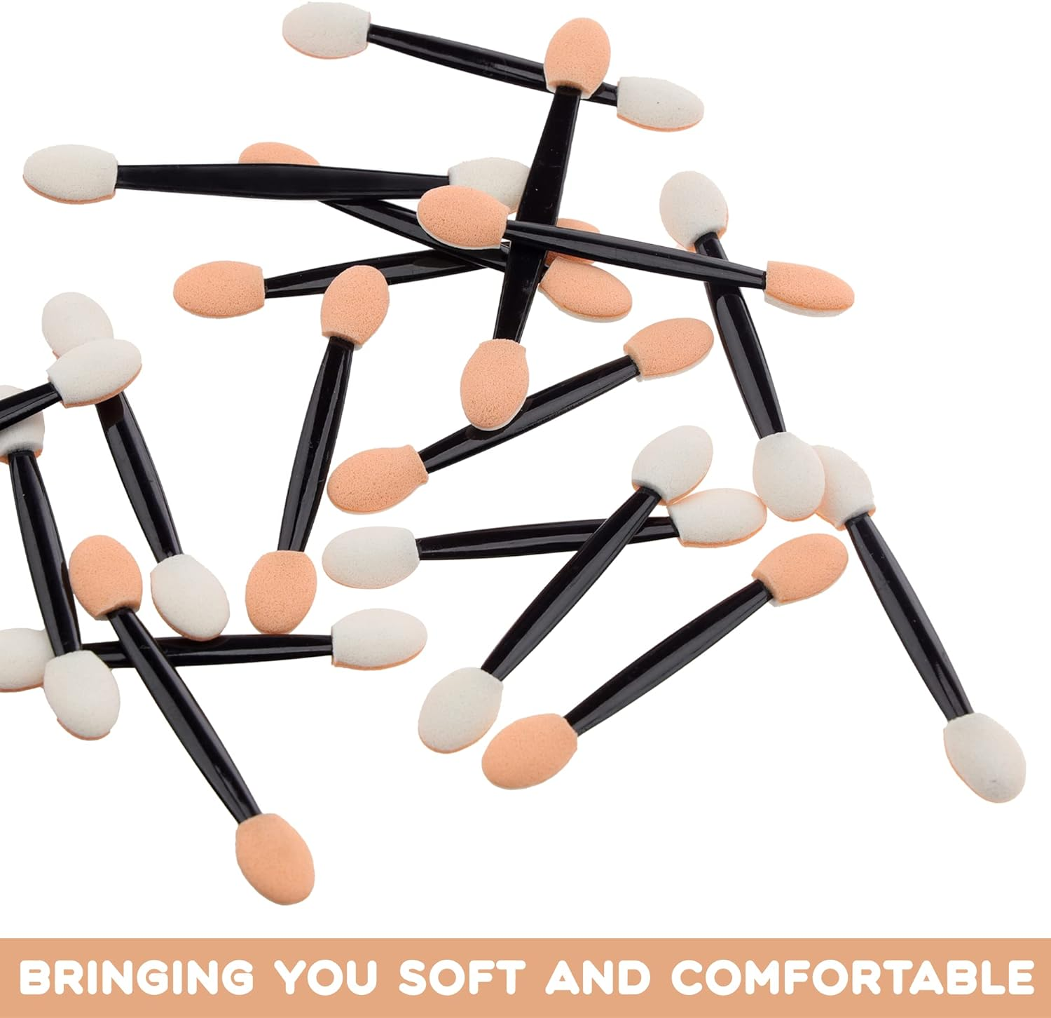 Ukerdo 50Pcs Applicators Makeup Eyeshadow Brush Disposable Portable Lady Girls Tools Double Ended Dual Head Short Sponge Latex Comestic-2.36 Inch