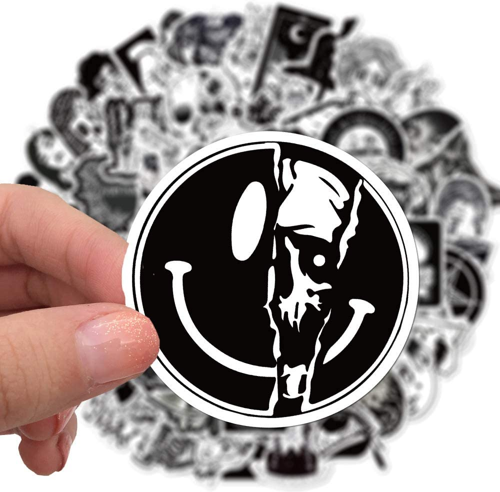 100 Pcs Gothic Style Vinyl Stickers,Black and White Graffiti Stickers,Vinyl Waterproof Sticker for Kids Teens Girls,For Phone Laptop Bottles Skateboard Computer Phone Luggage Guitar Gifts Sticker image number 3