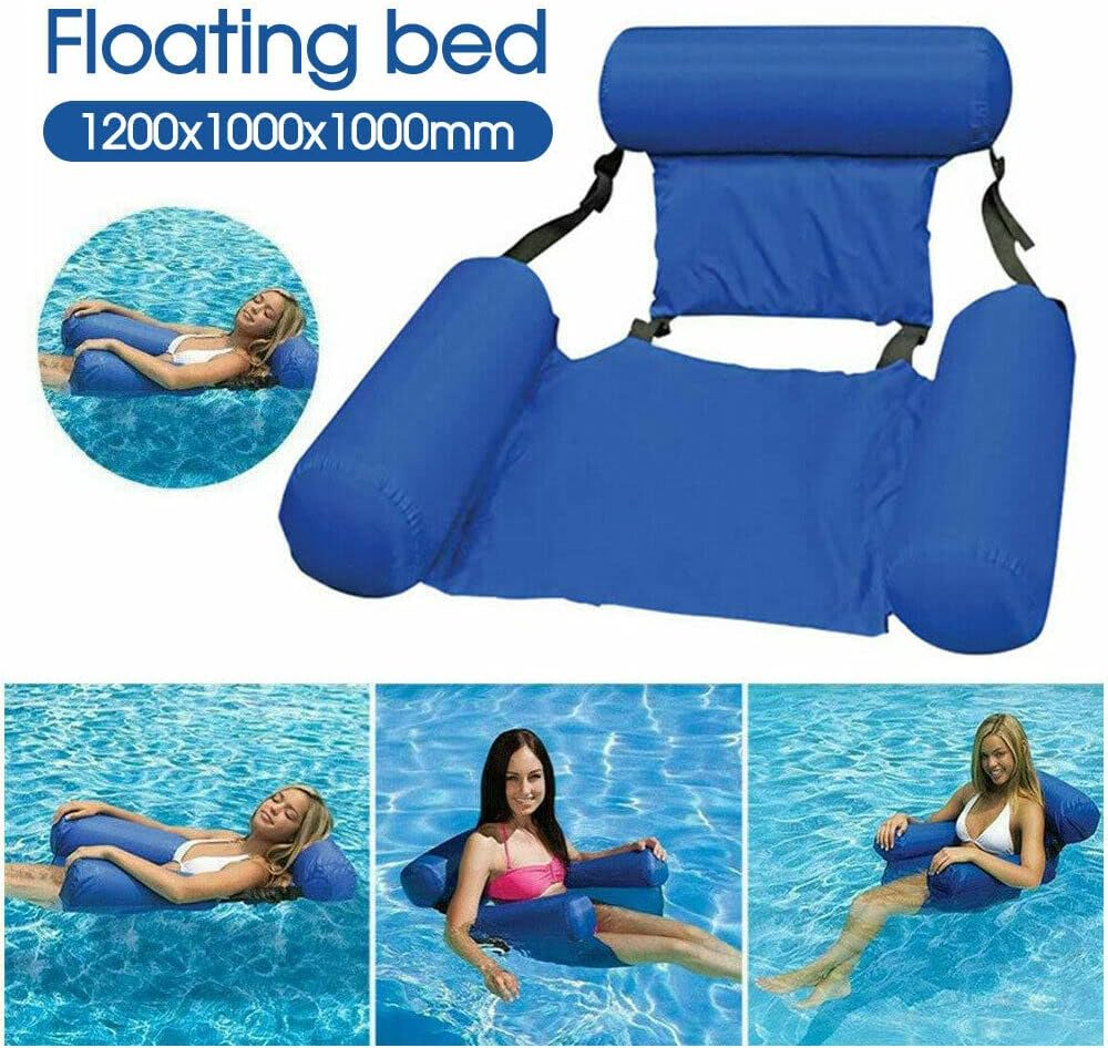 2X Water Hammock Inflatable Float Pool Lounge Bed Swimming Chair Beach Large Blue image number 3