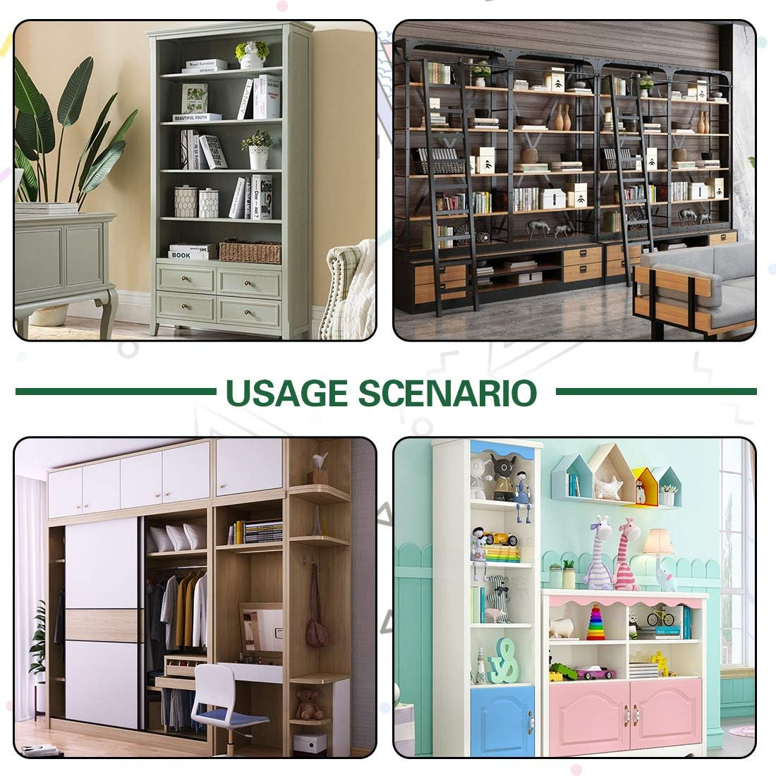 Keadic 160Pcs Hardware Heavy Duty Shelf Pin Kit, 5 Styles Cabinet Support Pegs Holder Metal Nickel (5Mm) image number 5