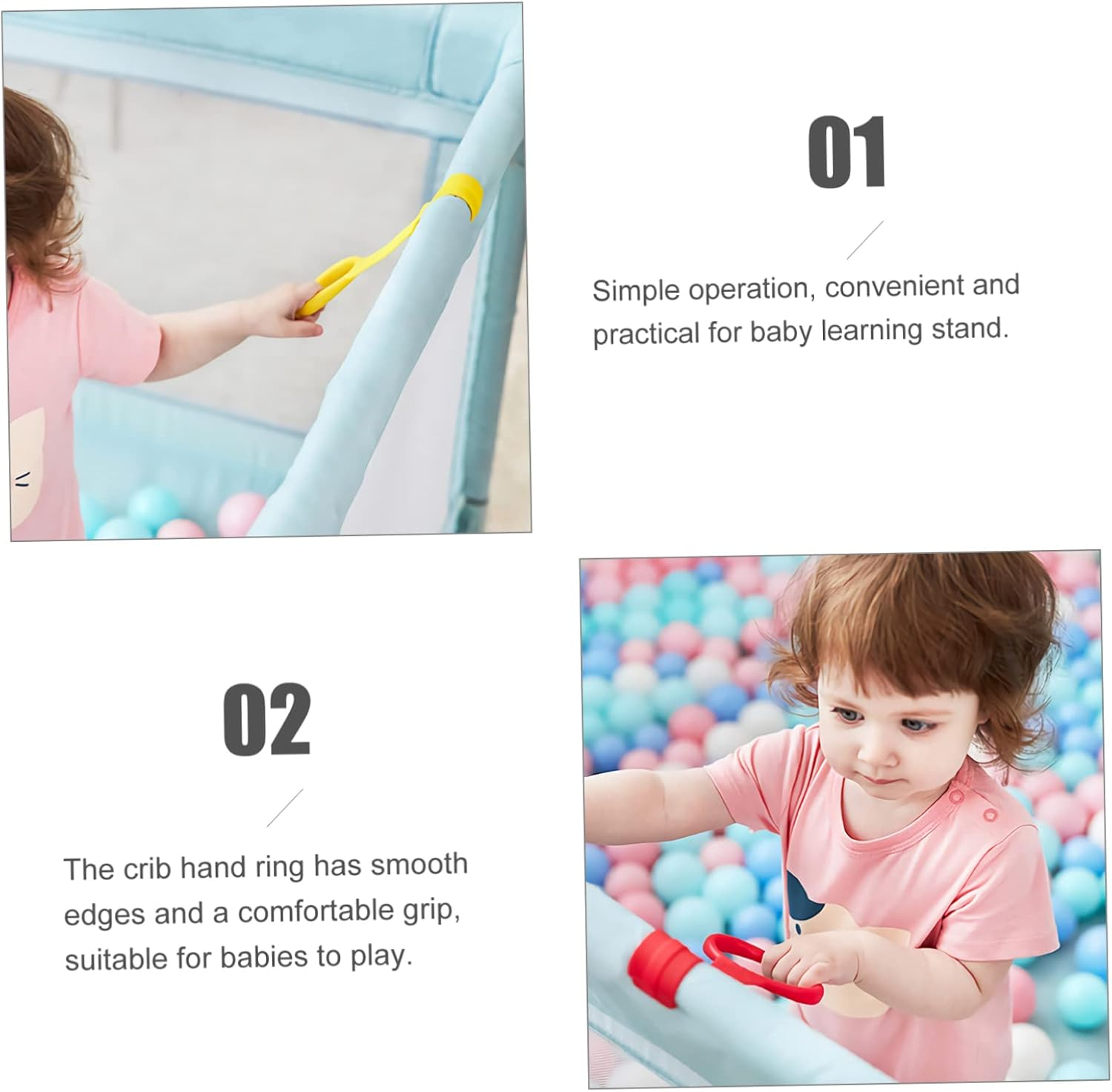 Milisten 4Pcs Portable Baby Pull Ring and Stand up Rings for Nursery Cot, Infant Pull-Up Assistance, Colorful Safe Plastic Pulling Toy for Early Standing Practice image number 6