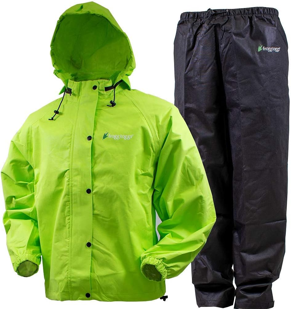 FROGG TOGGS Men'S Standard Classic All-Sport Waterproof Breathable Rain Suit, Stone Jacket/Black Pants, Medium