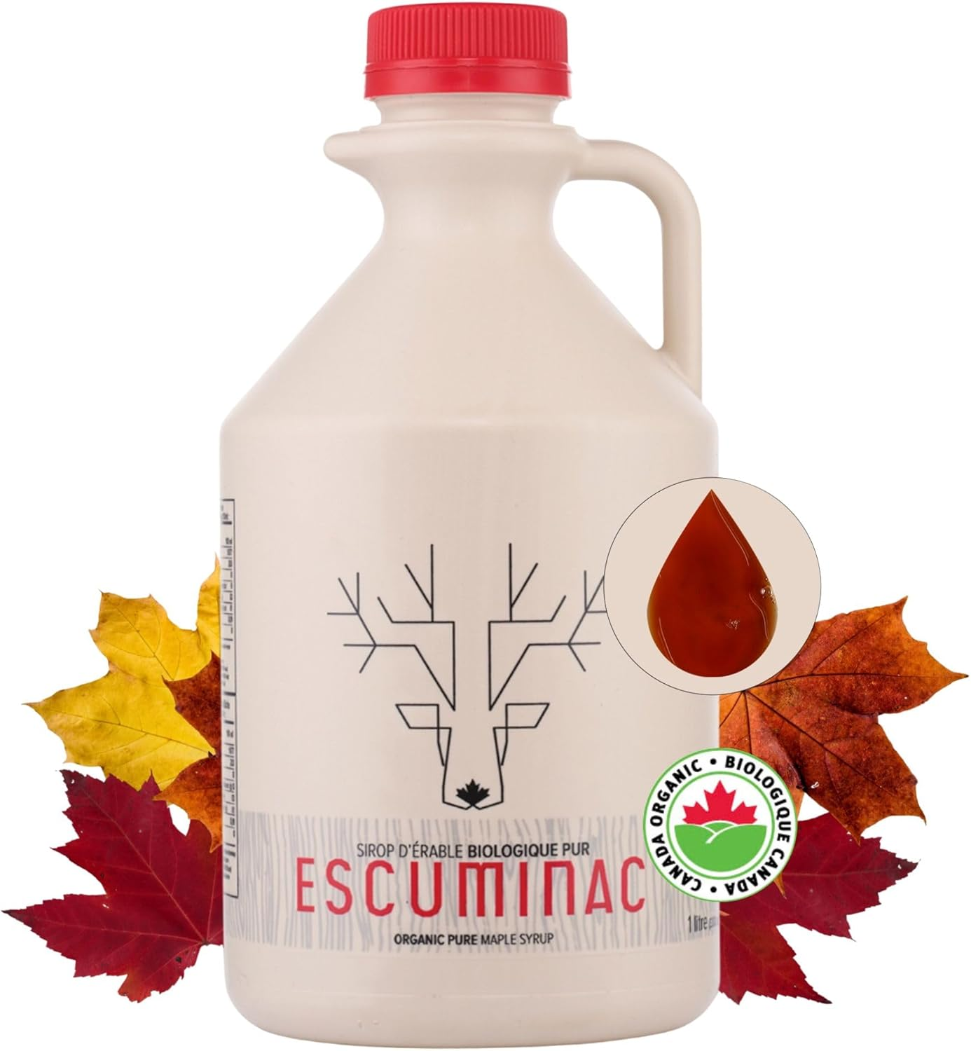 Pure Canadian Maple Syrup by Escuminac Maple Farm. Family Size Format. (33 Fl Oz) 1L. Canada Grade A, Medium Taste, Great Harvest. 100% Organic, Single Origin, Bottled by the Maker. image number 2