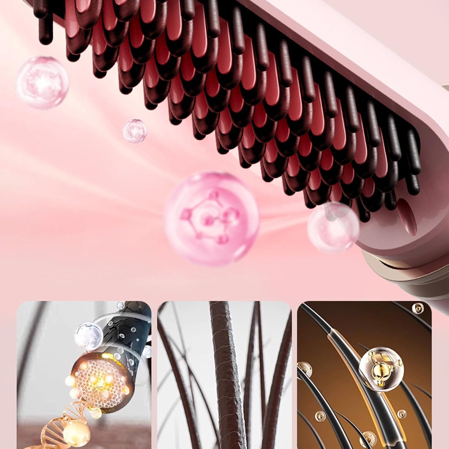 Zjhukfmc Brush Straightener for Women - Cordless Hair Straightening Brush - Fast Heating Rechargeable Curling Iron with Adjustable Temp, Less Heat Damage Curler for Women Home Travel - Blue image number 6