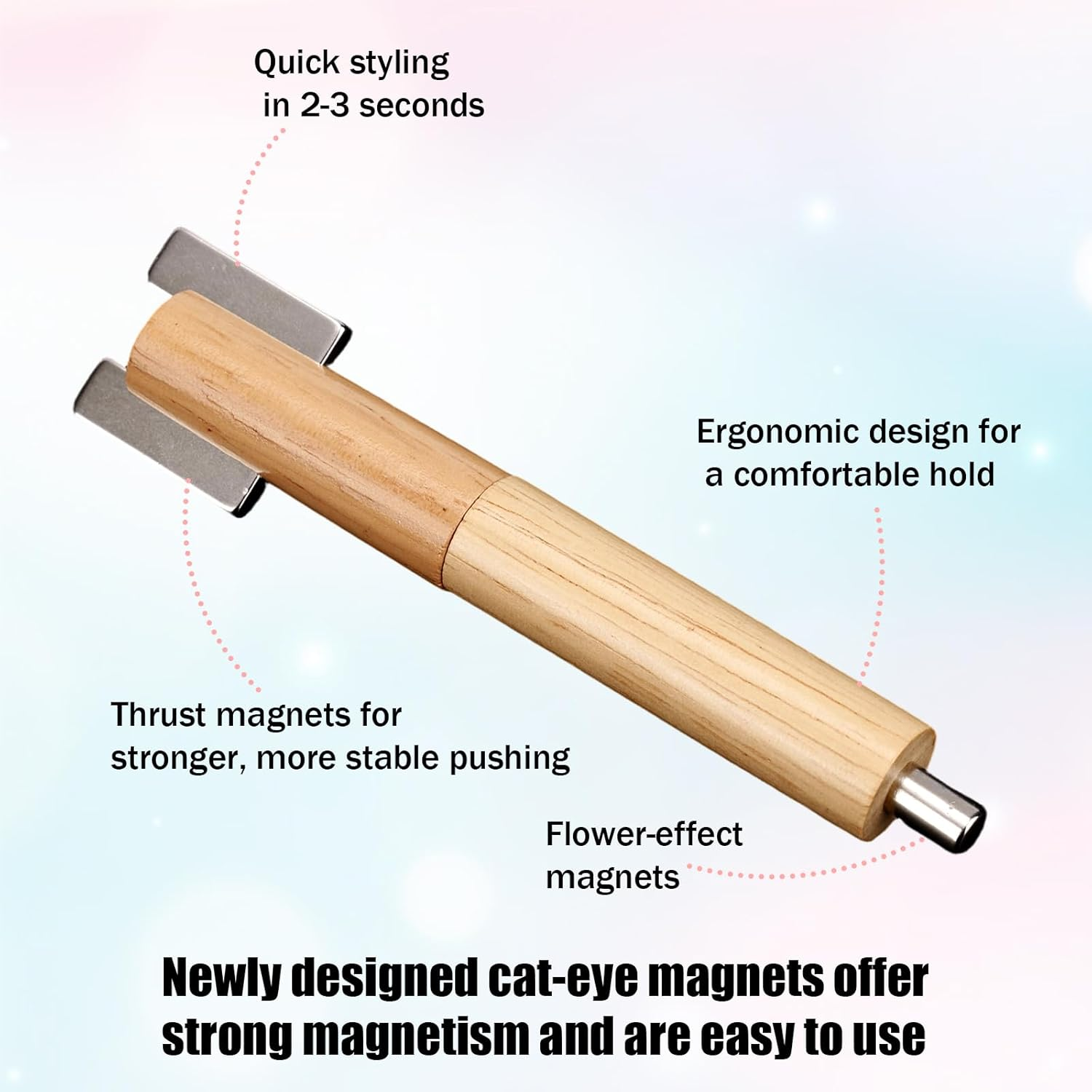 3Pcs Heart Cat Eye Nail Magnet Set, Including 1 Nail Bar & 2 Y-Shaped Magnet Tools for Cat Eye Gel Polish DIY Manicure Design Kit image number 1