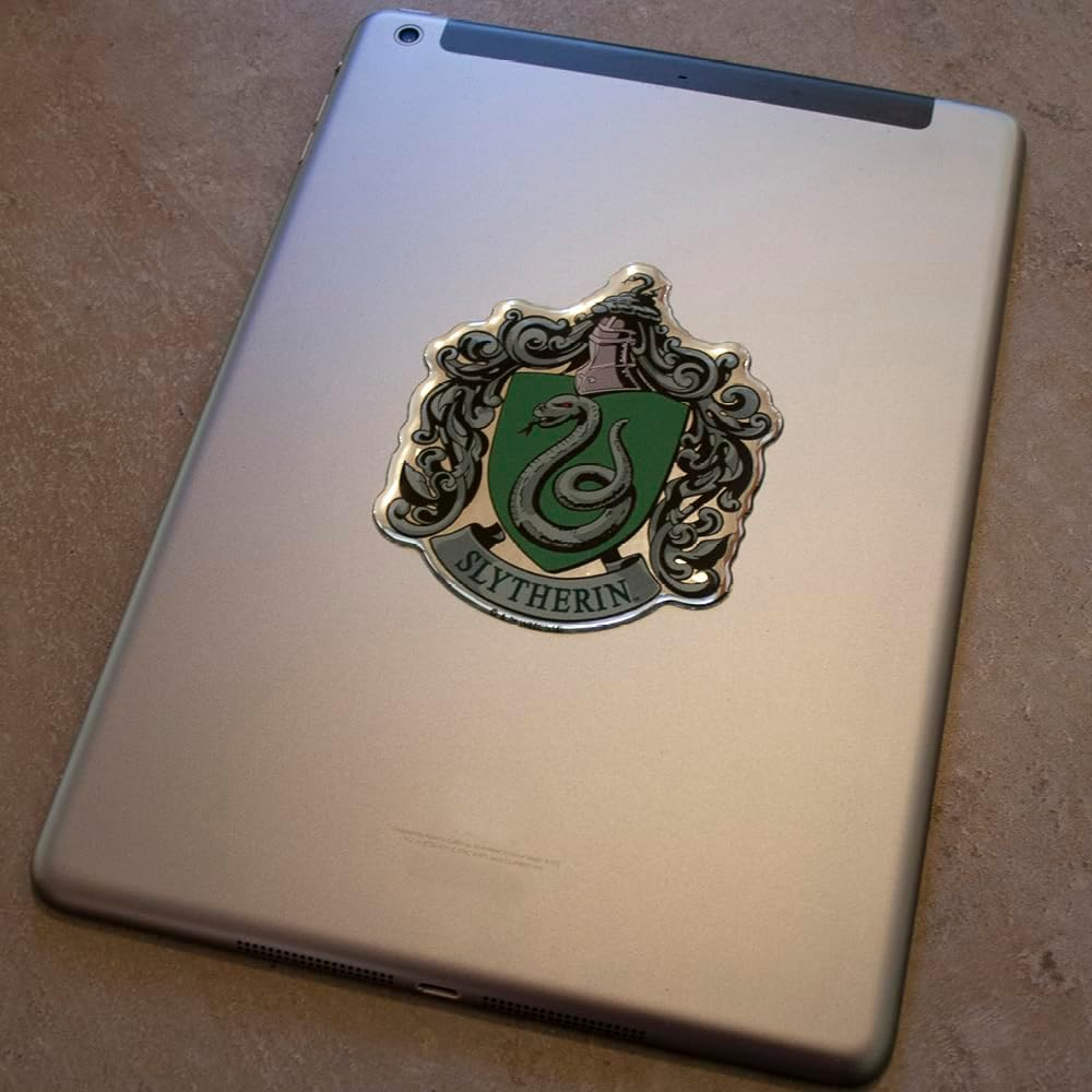 Fan Emblems Slytherin Crest Car Decal Domed/Multicolor/Chrome Finish, Harry Potter Automotive Emblem Sticker Easily Applies to Cars, Trucks, Motorcycles, Laptops, Cellphones, Windows, Almost Anything
