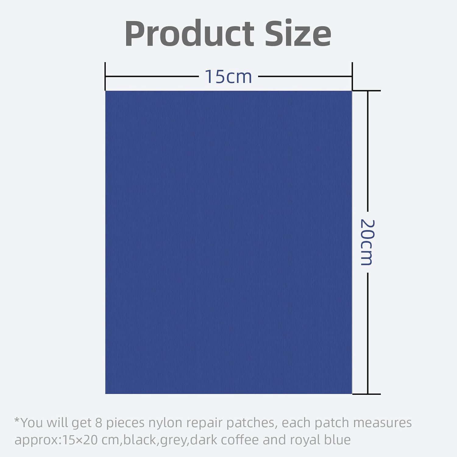 Hzqzaoan Self Adhesive Nylon Repair Patches, Waterproof Durable Fabric Repair Kit, 8Pcs 4 Colors 15X20Cm No Ironing Patches for Puffer Jacket/Down Jacket/Clothing/Raincoat/Backpacks/Tent/Sleeping Bag