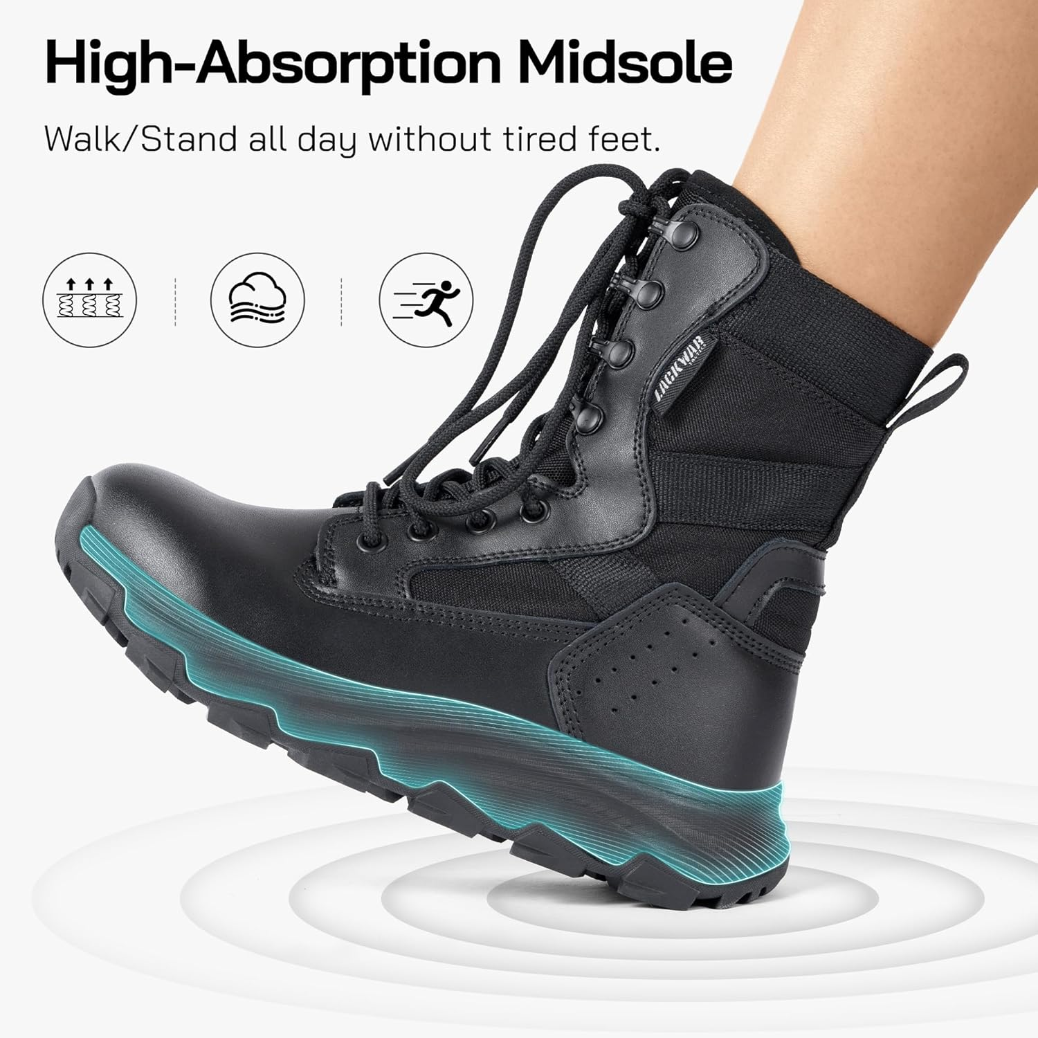 LACKWAR Women'S 8 Inch Hiking Tactical Combat Boot Waterproof Military Work Boots Lightweight Military Boots Non Slip Ankle Support Outdoor Boots for Women image number 1