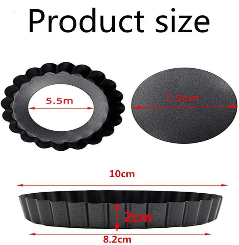 Coehaopike 6Pcs/Set Mini Tart Pan Egg Tart Molds with Removable Bottom Non-Stick Pie Pizza Cake round Mould Tins Tarts Quiche Pan Bakeware image number 3