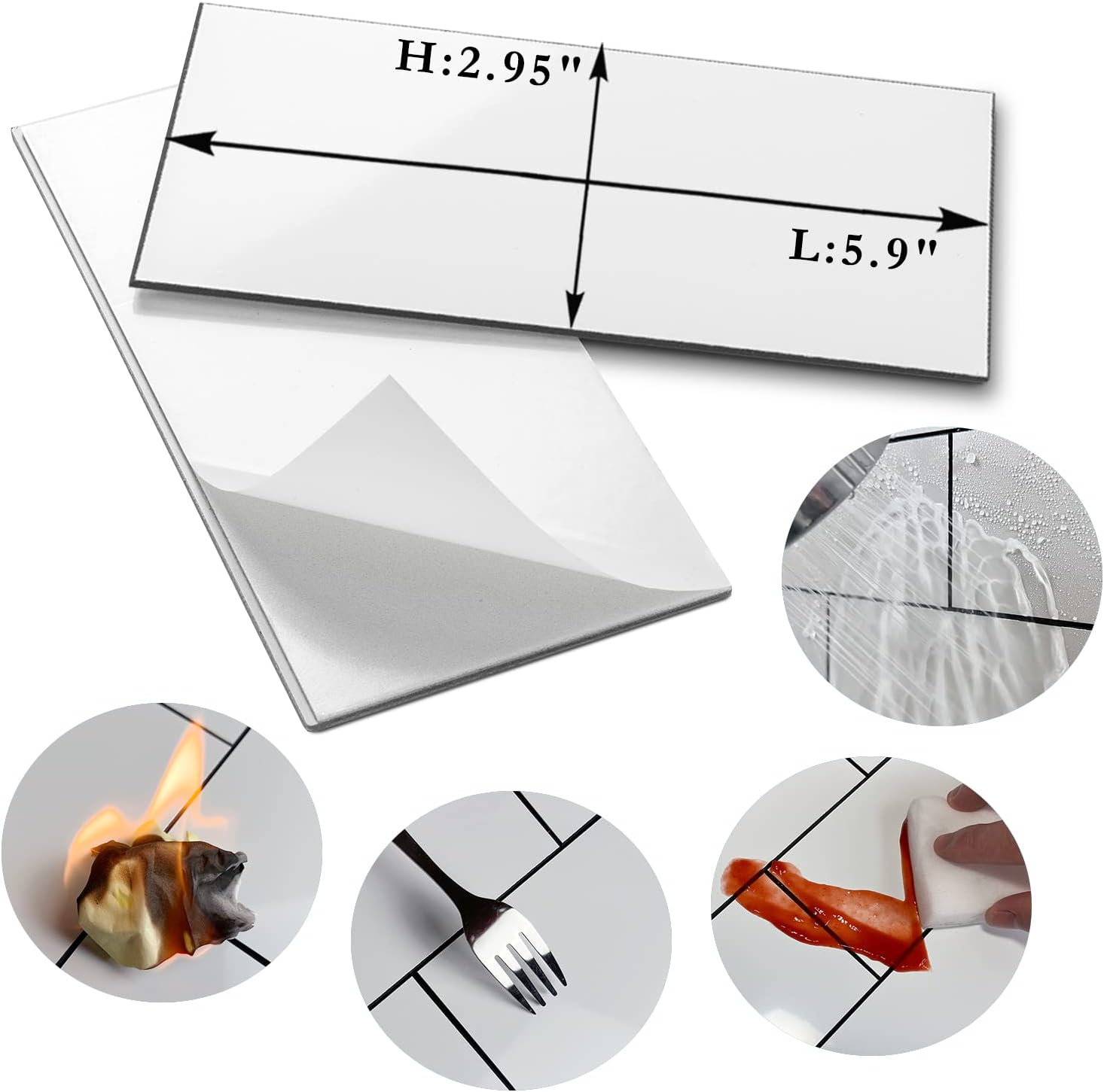 AULIGET 100-Piece Polished White Thick PVC Peel and Stick Backsplash, 3" X 6" Waterproof Subway Tile Peel and Stick Wall Tiles for Kitchen & Bathroom image number 6