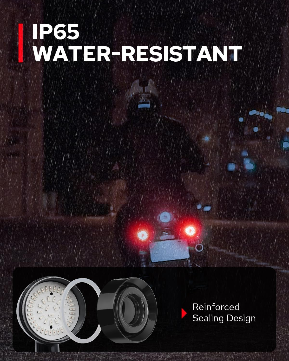 Benlari Motorcycle Bullet 48 Leds Rear Turn Signal Light SMD Blinker Indicator Fit for Honda Yamaha Suzuki Kawasaki Harley Sportster (Black,Front Turn Light) (Black/Red and Amber Light)