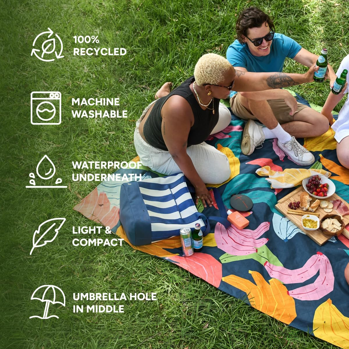 Dock & Bay Picnic Blanket - Quick Dry & Water Resistant - 100% Recycled Materials - Large (66X66) - Banarama image number 5