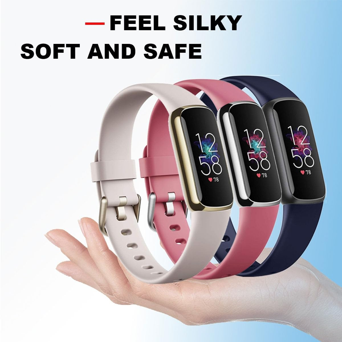 STEXX Silicone Replacement Watch Bands for Fitbit Luxe Smartwatch Wristband Elegant and Durable Elastomer Silicon Strap for Fitbit Luxe Smartwatch Adjustable Comfortable Stylish