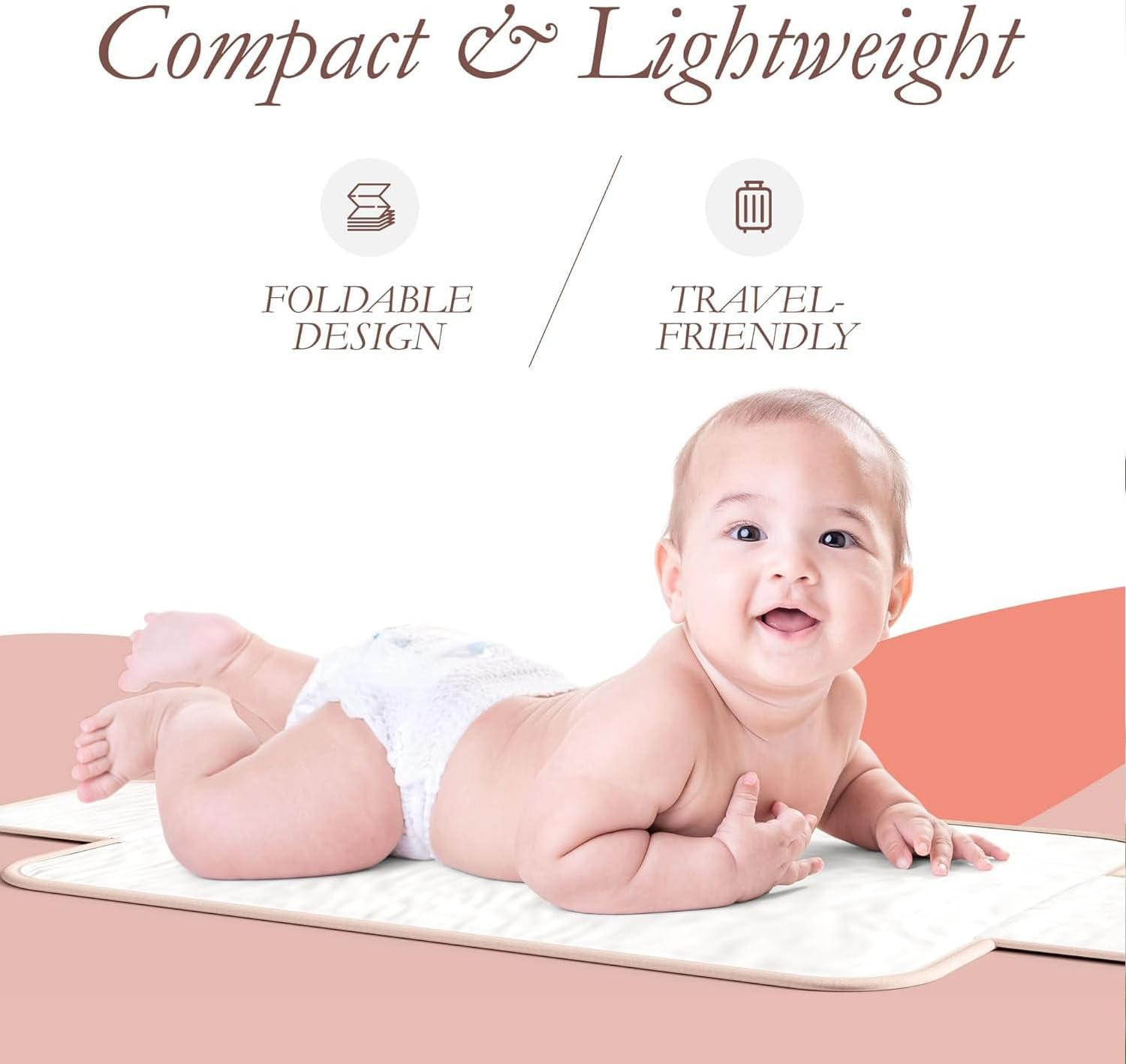 Baby Changing Pad Portable, Portable Changing Pad for Baby, Travel Diaper Changing Pad for Newborn, Compact & Foldable Baby Diaper Changing Mat with Baby Wipes Pockets, Baby Shower Gifts image number 1