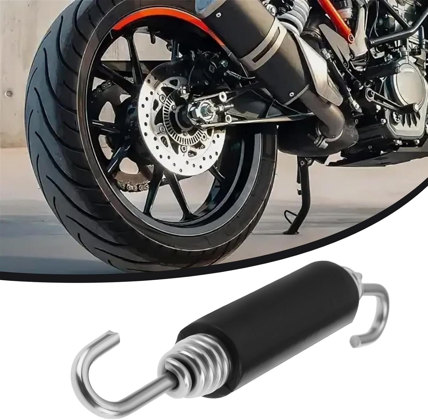 Briny River 2PCS Motorcycle Exhaust Expansion Springs 8.5Cm Motorbike Exhaust Tension Spring for Motorcycle Scooter - 1X Spring, 1X Spring Hook image number 6
