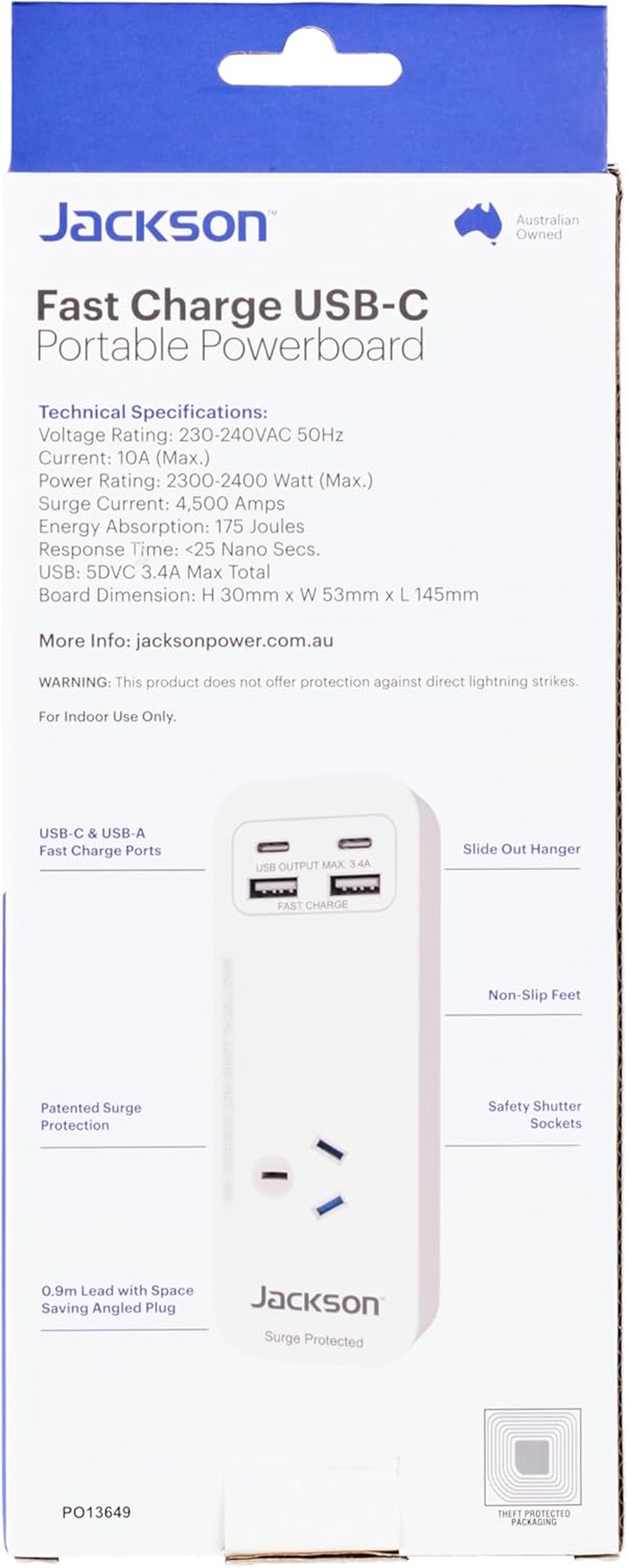 Jackson USB-A & USB-C Portable Powerboard, White image number 3