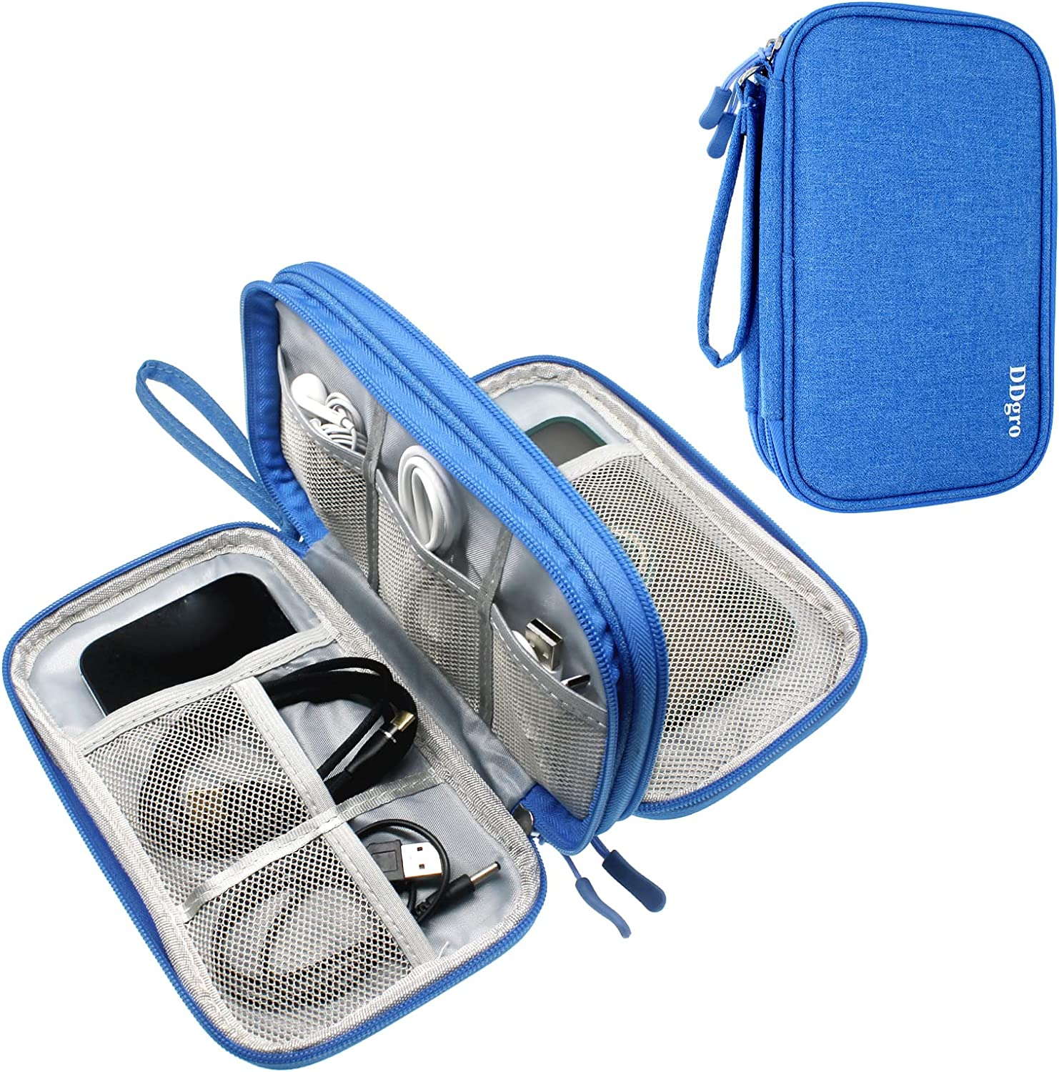 Ddgro Premium Blue Water-Resistant Compact Portable Electronics Accessory Organizer Case