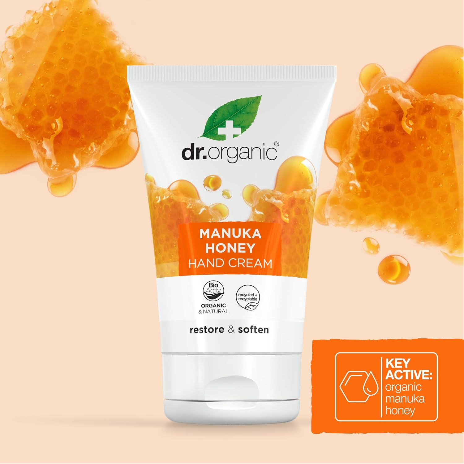 Dr Organic Manuka Honey Hand Cream, Moisturising, Dry Skin, Mens, Womens, Natural, Vegetarian, Cruelty-Free, Paraben & Sls-Free, Organic, 125Ml image number 6