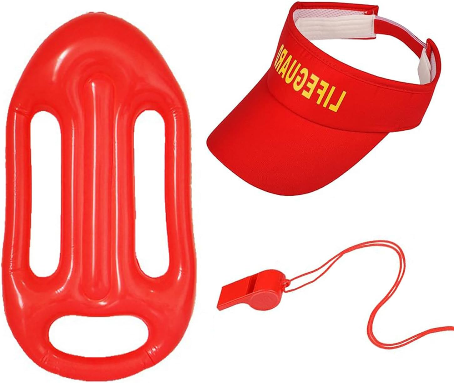 Lifeguard Set 3Pcs Inflatable Float Plastic Whistle Lifeguard Hat Cosplay Holiday Party