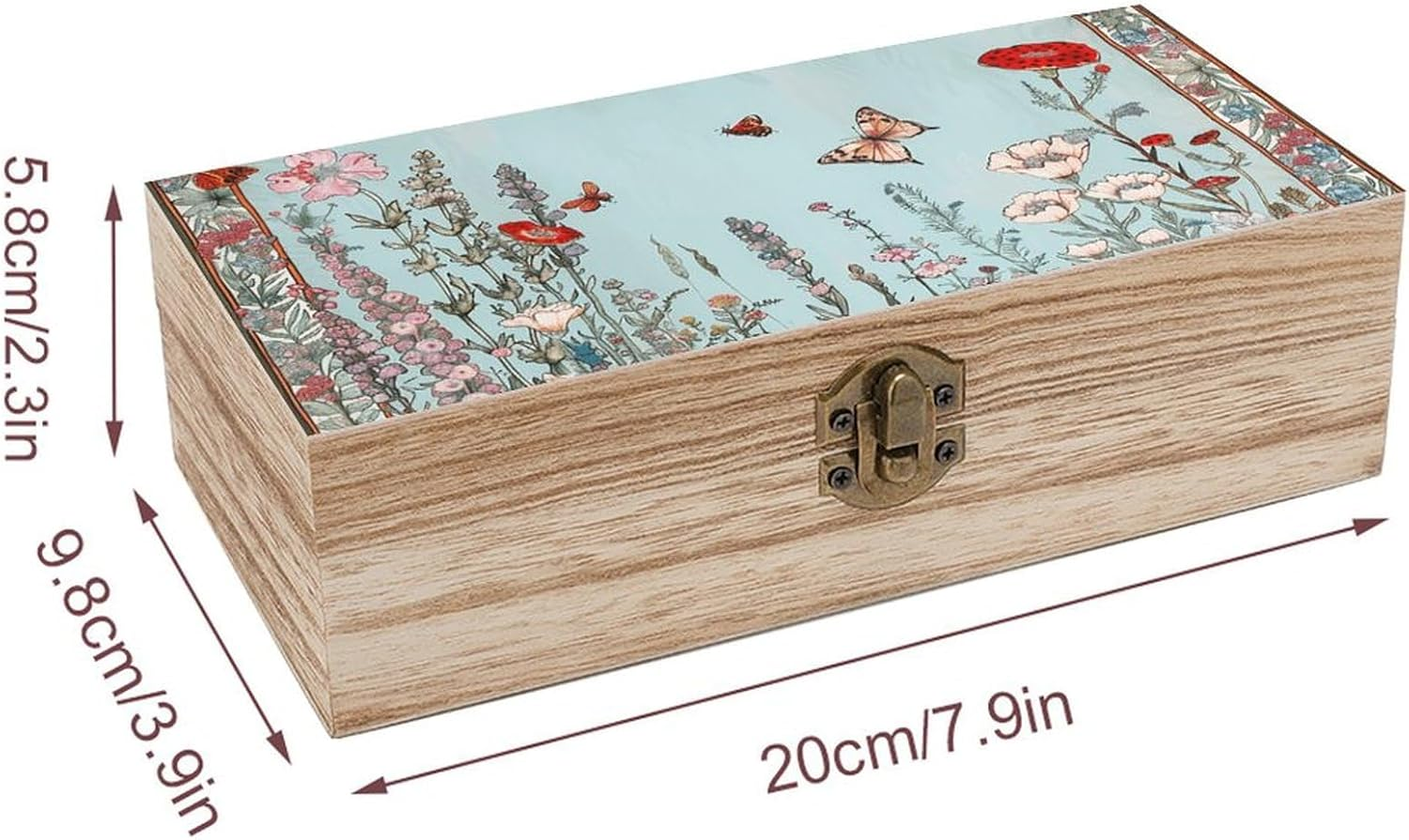 Flowers Wooden Box Wood Wedding Keepsake Boxes with Lids Small Decorative Boxes Lightweight Wooden Memory Storage Box for Crafts Keepsakes Jewelry Photo Letter Storage image number 2