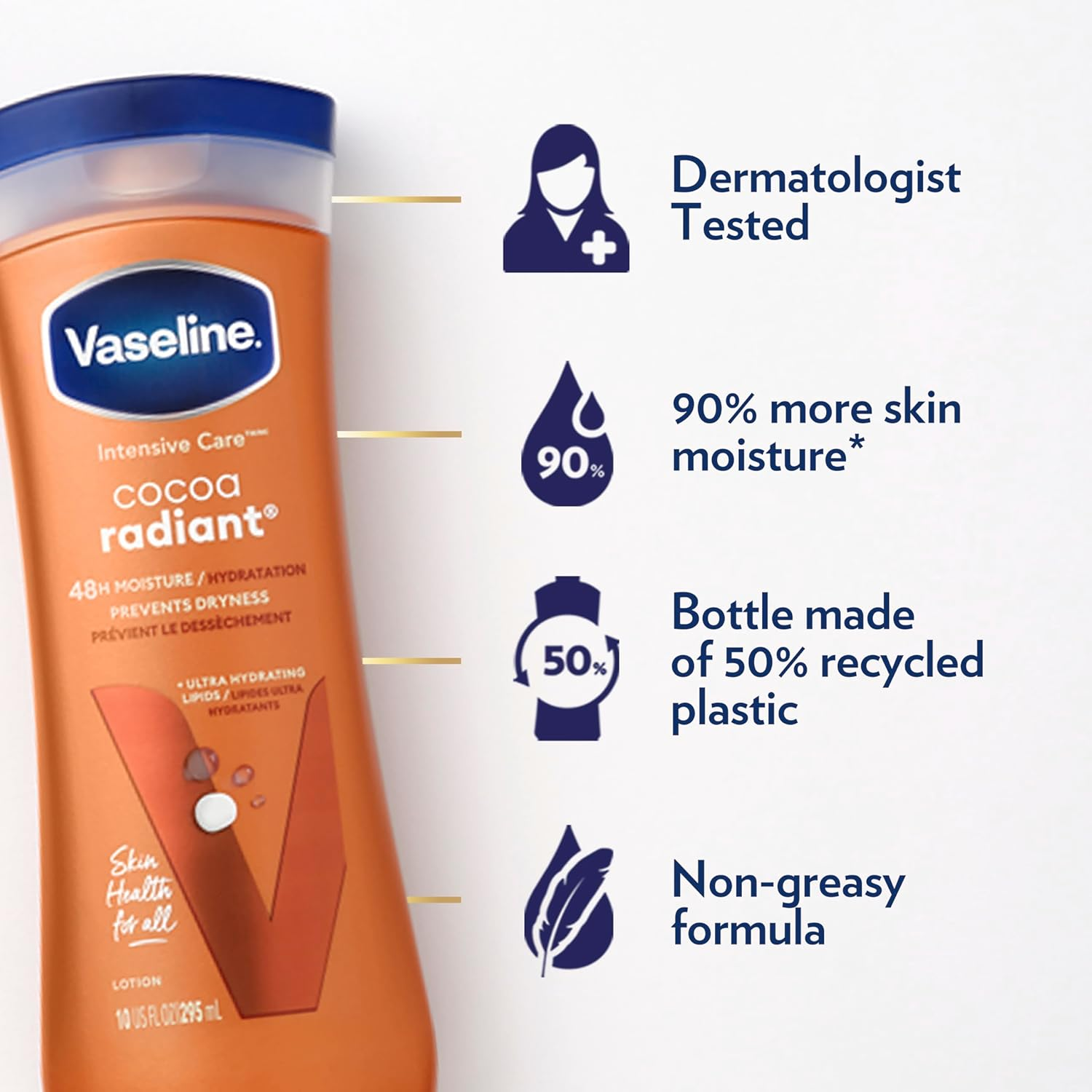 Vaseline Intensive Care Body Lotion, Cocoa Radiant 10 Oz