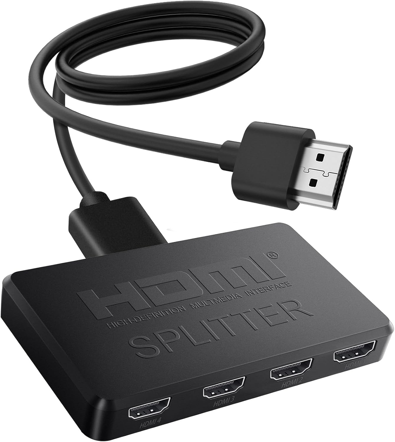 HDMI Splitter 1 in 4 Out【With 1M HDMI Cable 】 4K Splitter for Dual Monitors Mirror Only, 1X2 HDMI Splitter 1 to 2 Amplifier for Full HD 1080P 3D. image number 1