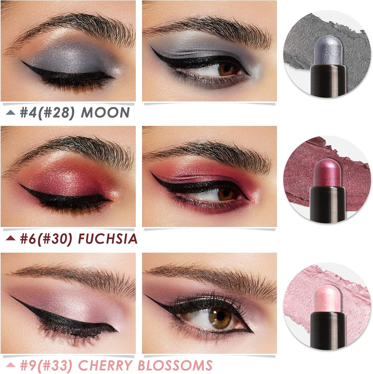 FOCALLURE 3 Pcs Cream Eyeshadow Sticks, Shimmer Eyeshadow Pencil Crayons, High Pigmented Crease-Proof Eye Shadow Brightener Sets, Long Lasting Waterproof Eye Shadow Highlighter, Cinnamon Night image number 5