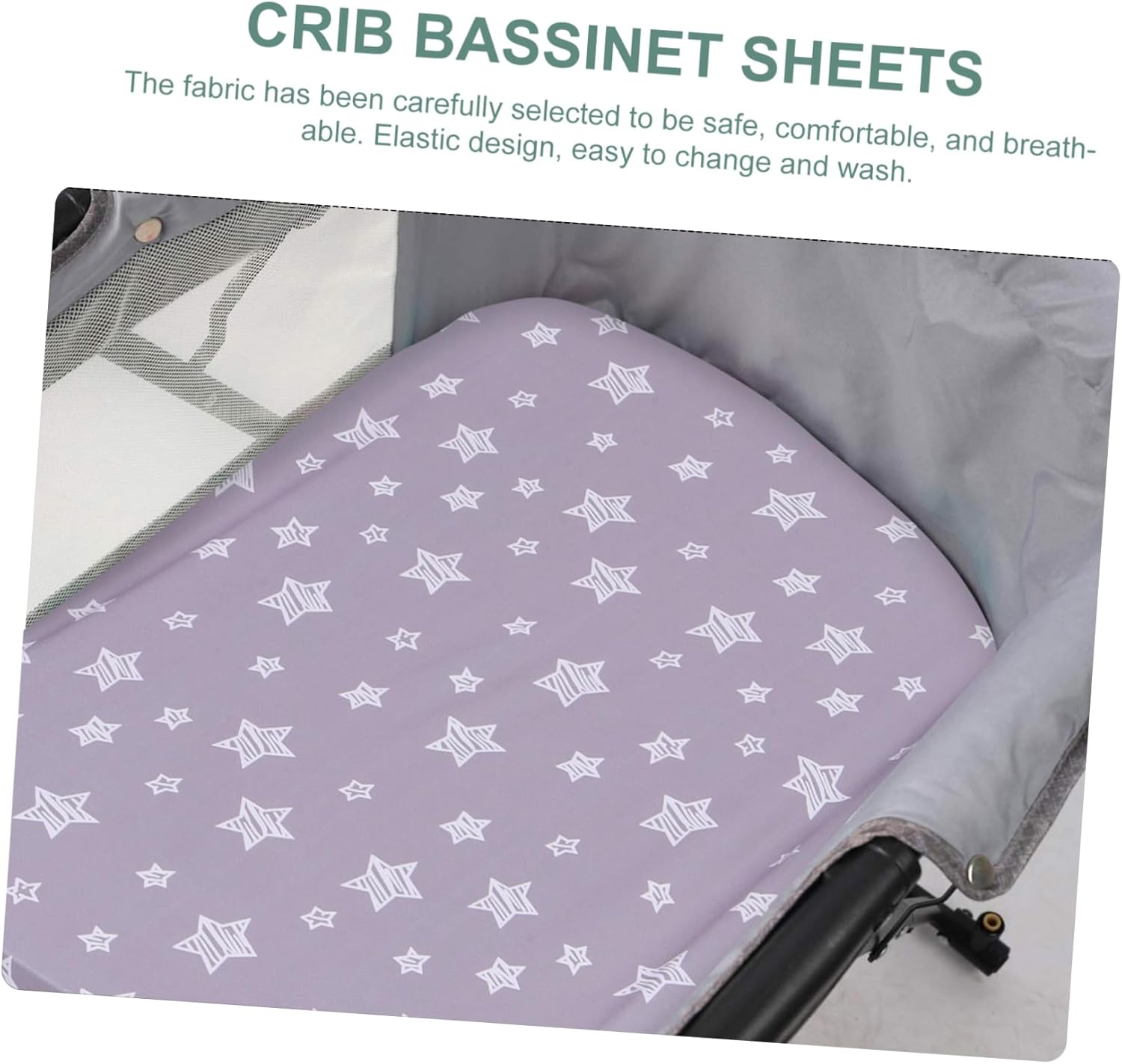 Changing Pad Cover Washable Reusable Changing Pad Snug Fitted for Crib Change Table Soft Skin Friendly for Boys Grey Stars Design image number 6