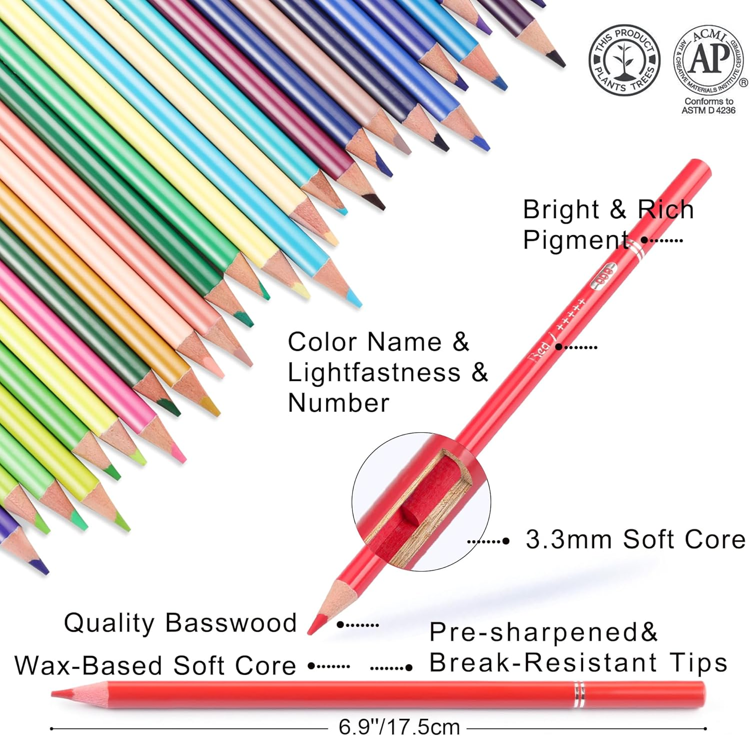 HIFORNY 125 Pack Colored Pencils Set for Adult Coloring,120 Colors Coloring Pencils with Extras,Artists Soft Core,Vibrant Color,Drawing Pencils Art Craft Supplies for Adults Beginners Kids - 120 Colors image number 3