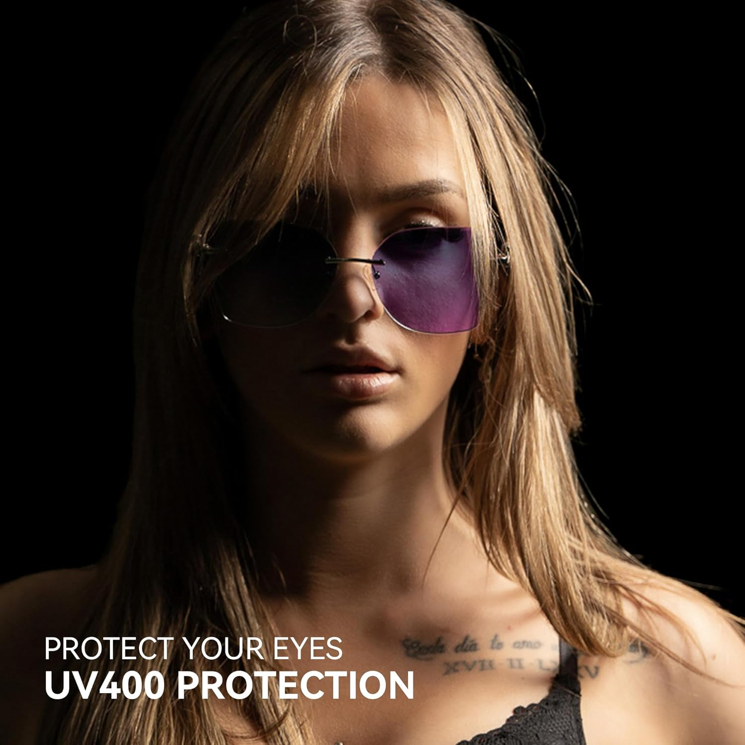 ZENOTTIC Oversized Rimless Sunglasses for Women Geometric Diamond Cutting Gradient Lens UV Protection Fashion Shades Trendy - Brown image number 5