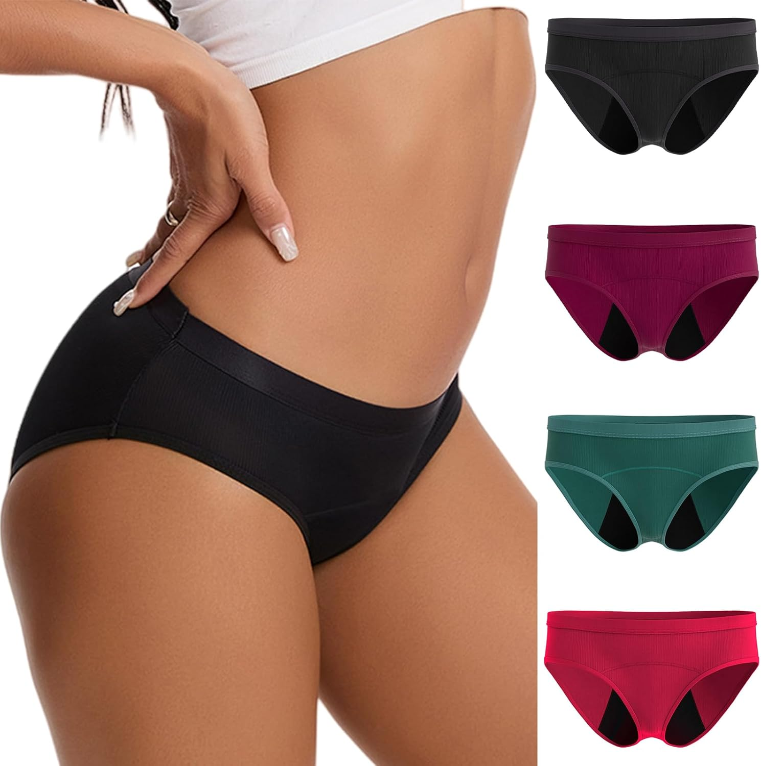 4 Pack Washable Period Pants for Girls Teens Women Incontinence Leakproof Menstrual Knickers Postpartum Underwear