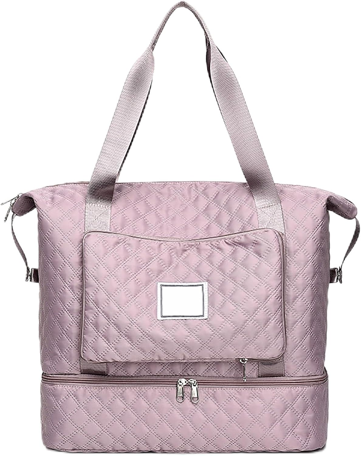 Large Capacity Folding Travel Duffle Waterproof Foldable Portable Carry-On Luggage Bag Expandable Dry Wet Seperated Travel Duffle Tote for Women Men Weekend Gym Sports Vacation Light Pink