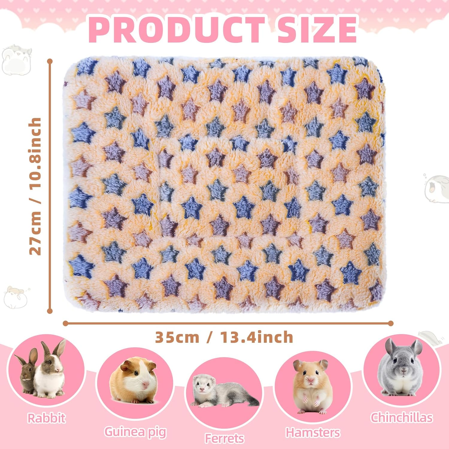 Yedsintu 2 Pcs Guinea Pig Bed Soft Rabbit Bedding Cage Liner Bunny Mats Pee Pads Small Animal Bed Pad Guinea Pig Pillow Pet Bed Mat for Chinchilla Hedgehog Ferret image number 1
