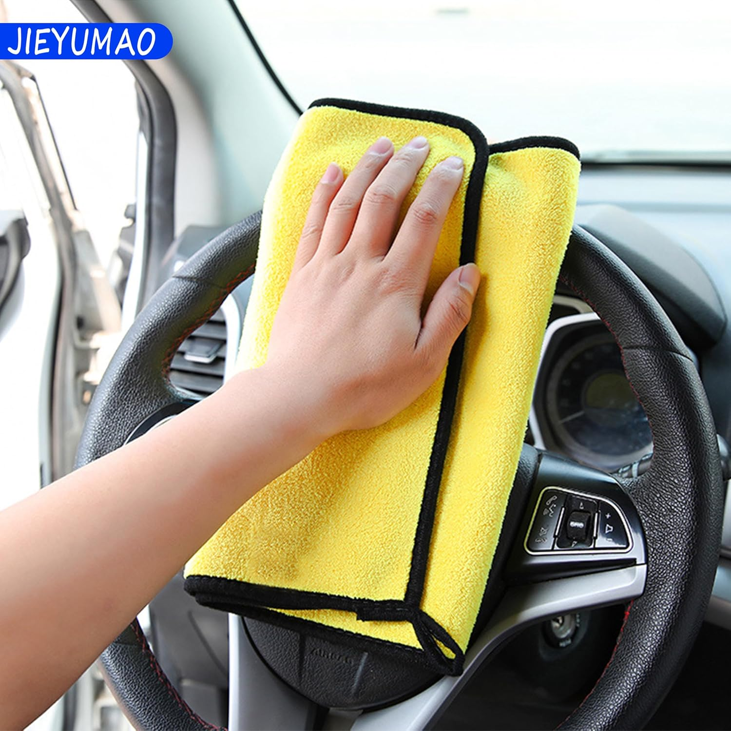 Car Wash Mitt, 2 Pack Car Wash Glove with Cleaning Cloth, 2 Colors Double Sided Glove for Car Cleaning, Microfiber Wash Mitt Scratch-Free Car Wash Mitt for Cars Truck SUV image number 2