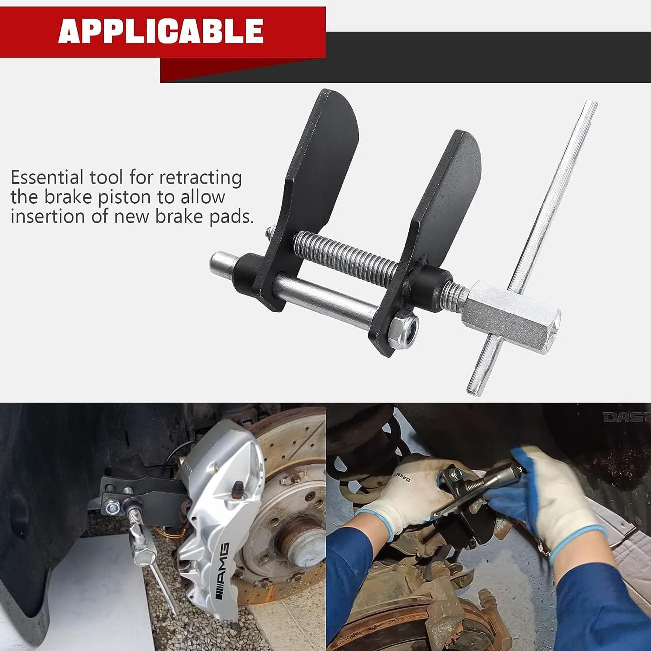 Disc Brake Pad Installation Spreader Caliper Piston Press Steel Spreader Kit Brake Pad Spreader Tool Caliper Piston Tool Brake Caliper Press Tool image number 1