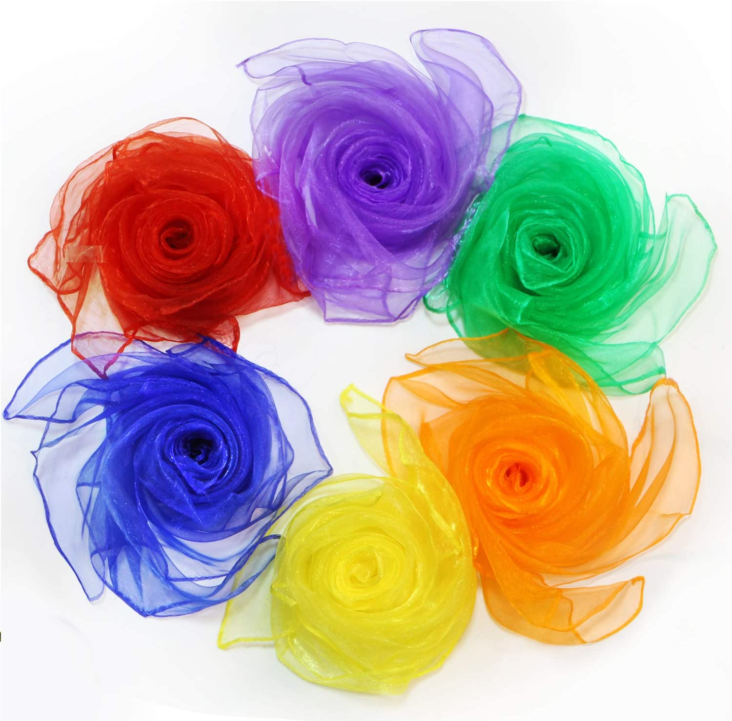 Novelty Place Dance & Juggling Scarves (12PCS) - Silk Square Scarf with Hemmed Edges - Easy Clean Ideal Performance Props Accessories - 6 Colors(24" X 24") image number 6