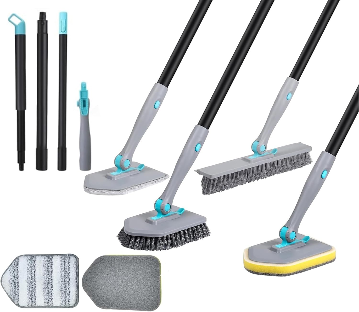 5-In-1 Shower Cleaning Brush, 180 &deg; Rotatable Long Handle Shower Cleaning Tool, Used for Cleaning Shower Bathtub Tiles, Walls, and Floors image number 4