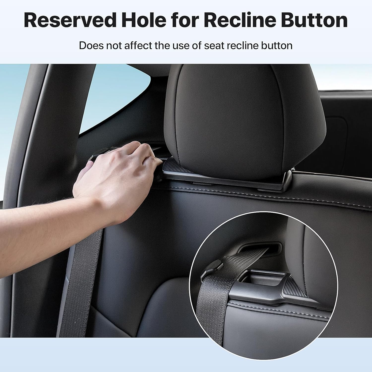 Backseat Seatbelt Guide Holder with Hook for Tesla Model Y 2020-2024 (2 Pack) image number 6