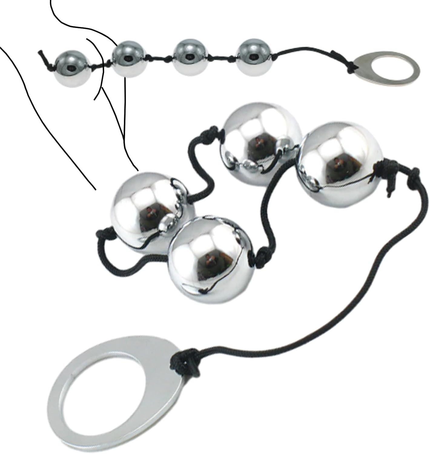 Metall Analkugeln Butt Plug Set 5 Gewichtete Kugeln Mit Ziehring Silikonseil Prostatamassager SM Fetisch Spielzeug F&uuml;r M&auml;nner Frauen Paare Erwachsenenspiele Zur Sexuellen Luststeigerung image number 5