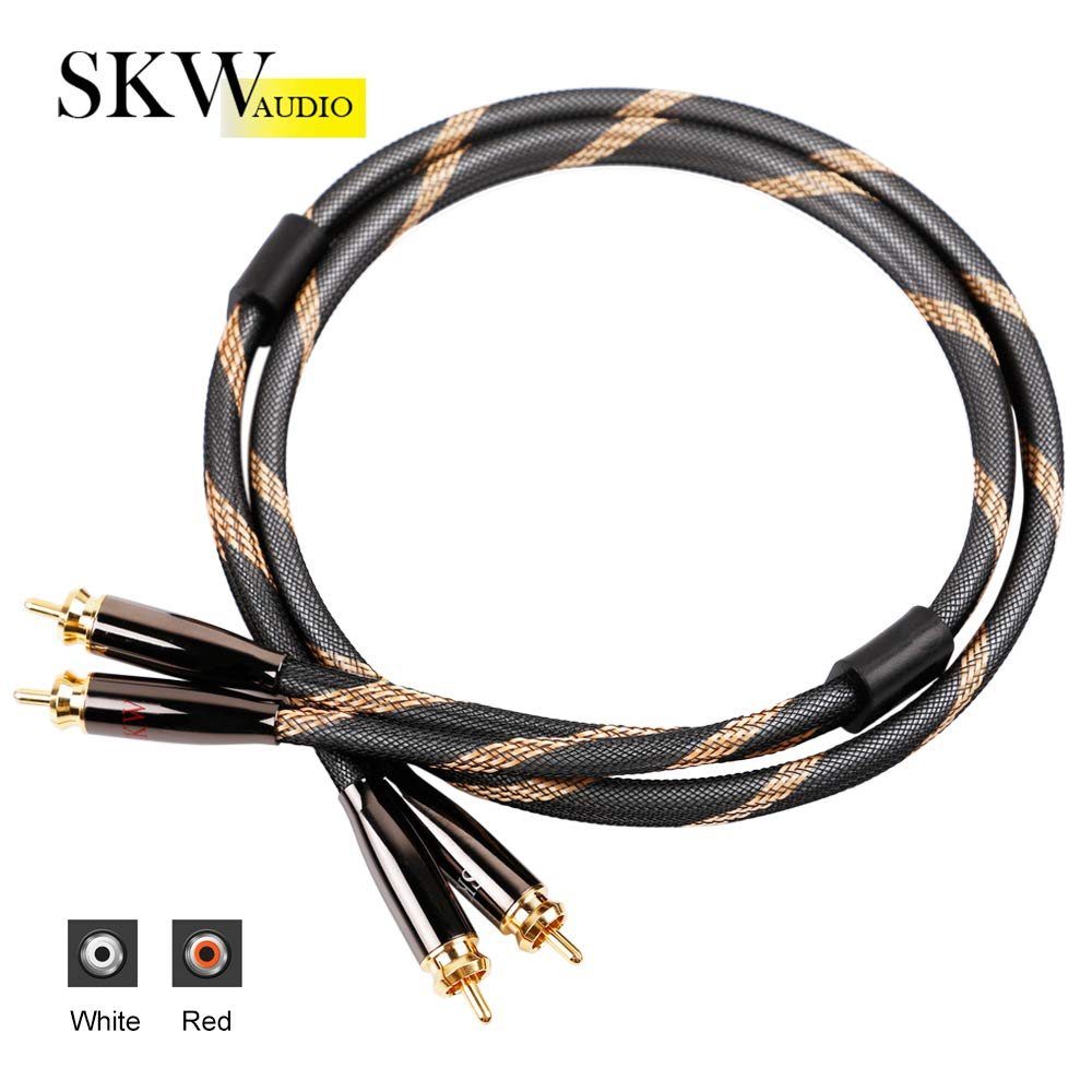 SKW Audiophiles Digital Stereo Audio Cable Coaxial Cable 2RCA Male to 2RCA Male Stereo Audio Y Cable for Hifi System Subwoofer Converter Adapter DJ Equipment TV Amplifier Speaker Home Theater - 3 Feet image number 1