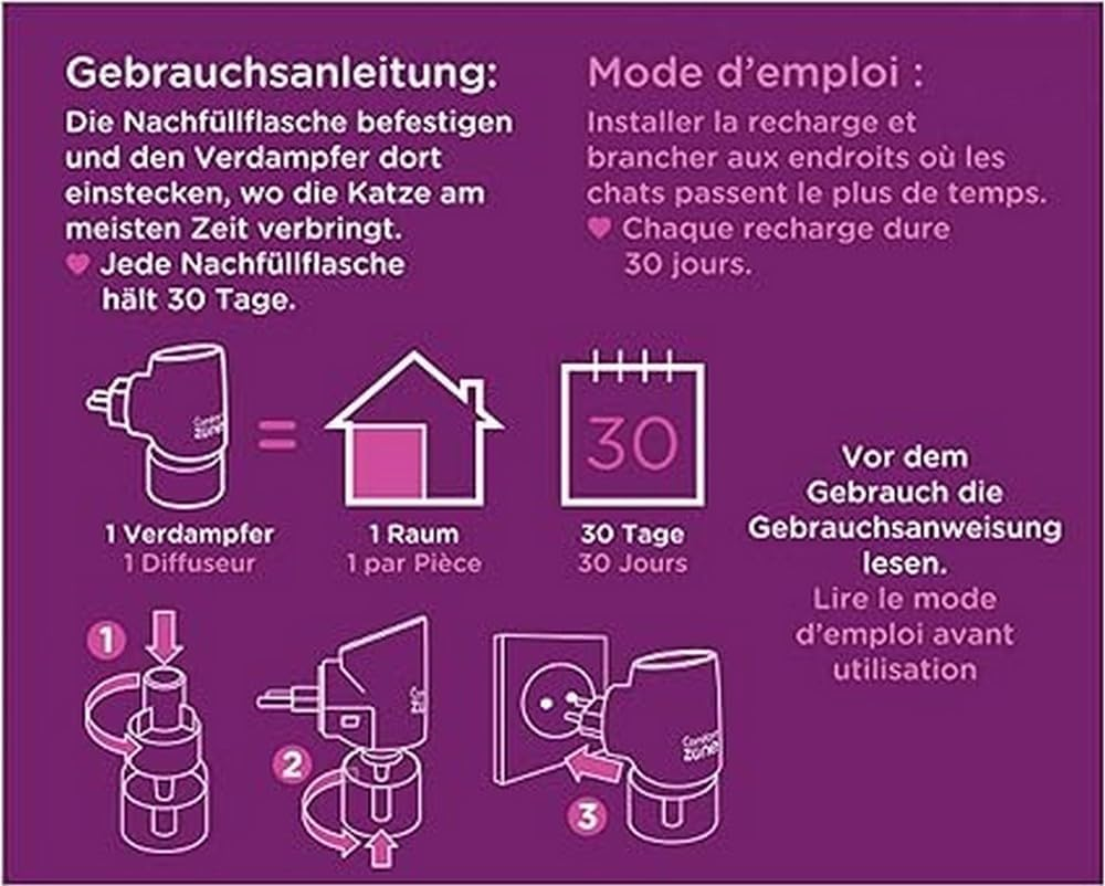 Eco Pack of 4 Refills for Comfort Zone Diffuser (120 Days) &ndash; Pheromones: Reduces Stress, Urinary Marking, Scratching and Other Problematic Behaviors. image number 5