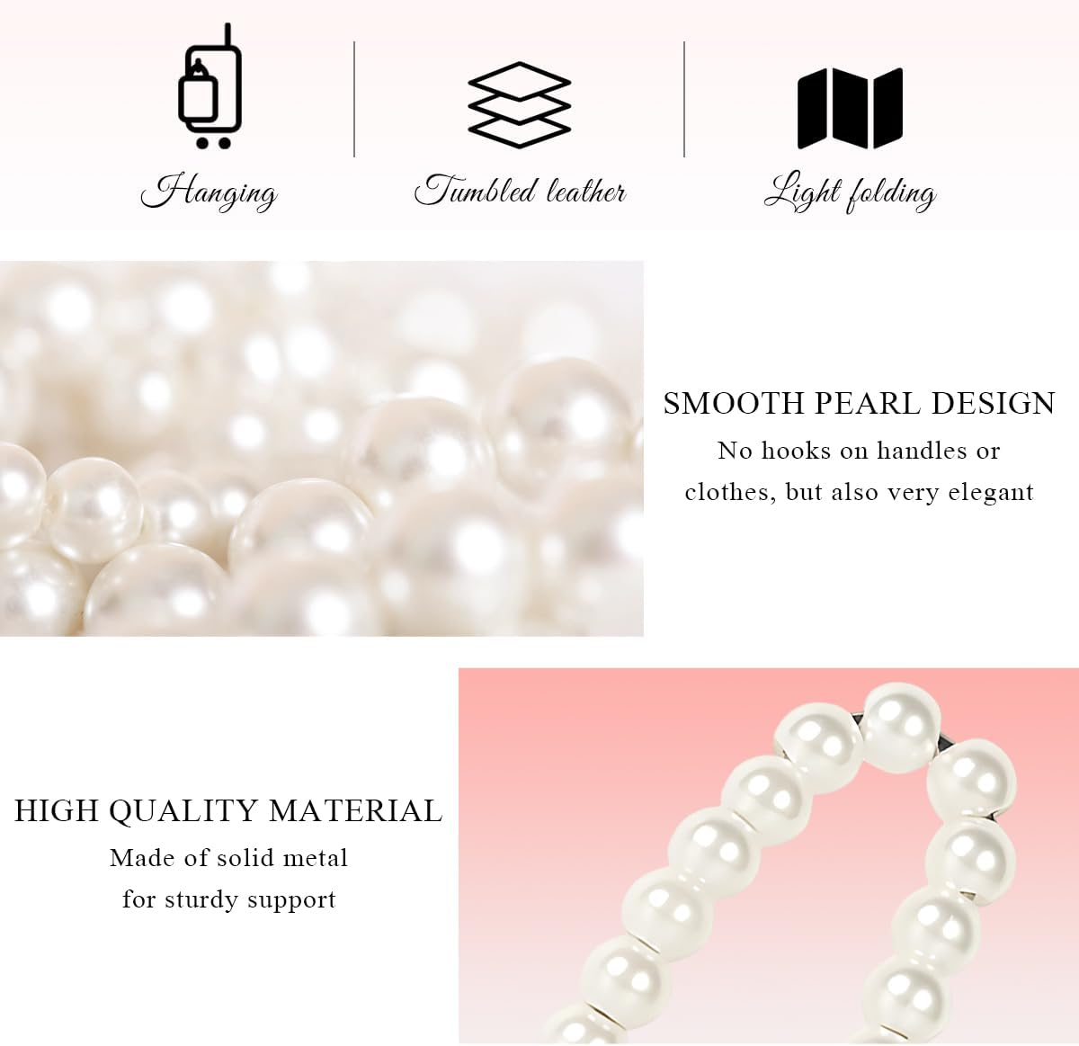 2 PCS Elegant Pearl Car Seat Headrest Hook, Cute Car Seat Hook Hanger Storage Organizer for Handbag Purse, Interior Decoration Headrest Hanger for Women Girls, Car Accessories image number 4