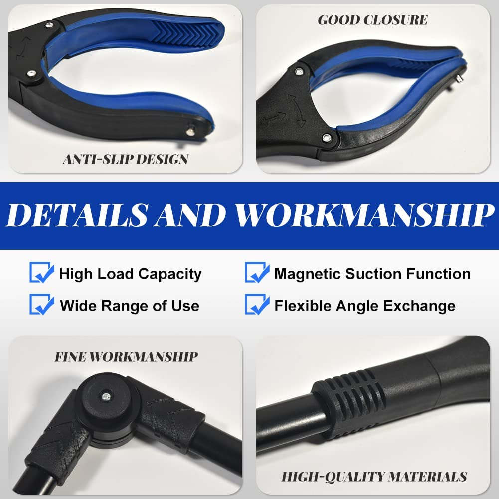 Fish Tank Accessories - 31" Aquarium Tweezers Grabber for Aquarium Landscaping Decoration Grab and Place Garbage Cleanup Foldable Gripper Multi-Function Mobility Aid Reaching Assist Tool(Blue) - 2 Folds-Yellow image number 3