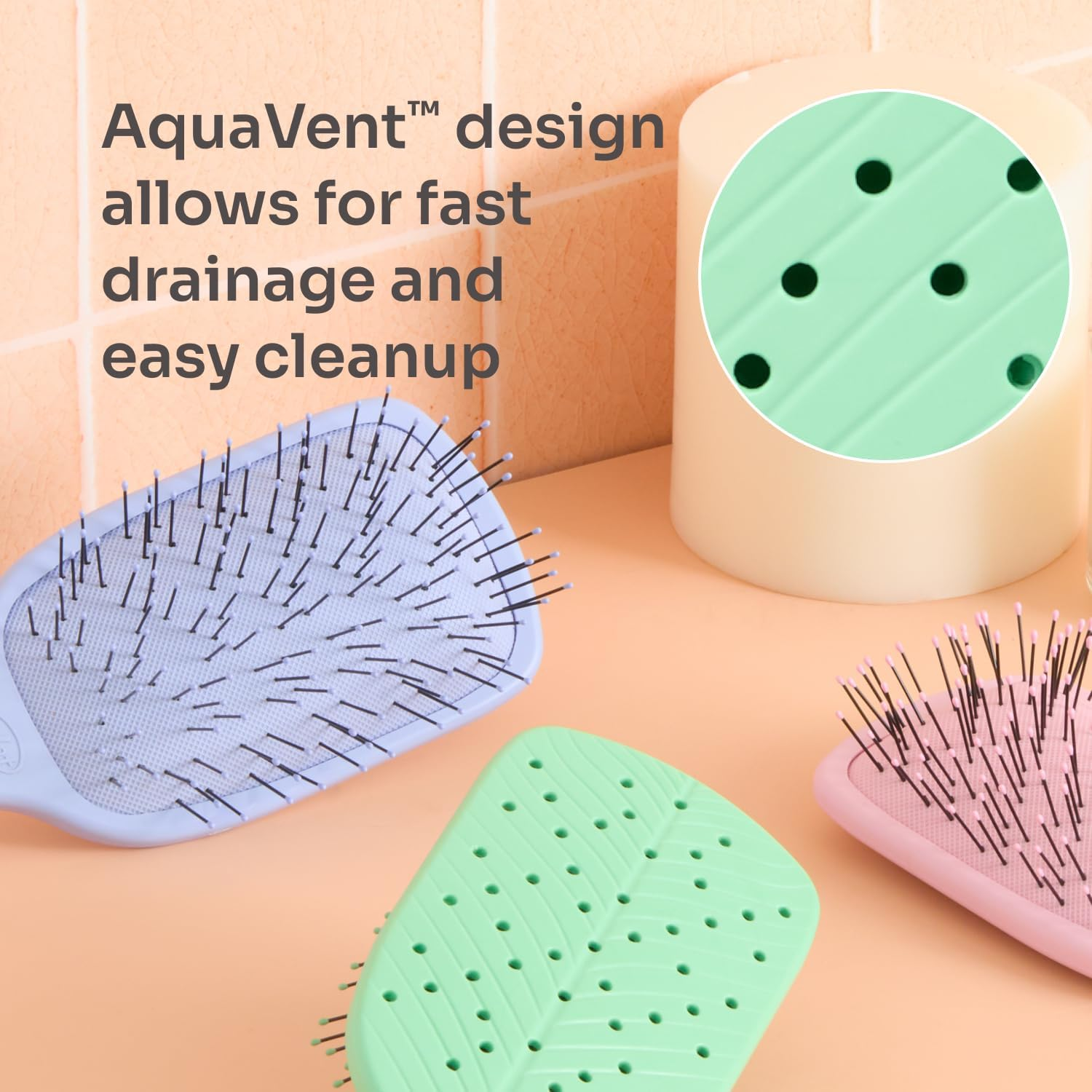 Wet Brush Go Green Thick Hair Paddle Detangling Brush, Green - Ultra-Soft Intelliflex Bristles with Aquavent - Gently Loosens Knots While Minimizing Pain - Curly, Coarse, Long, Wet & Dry Hair image number 6