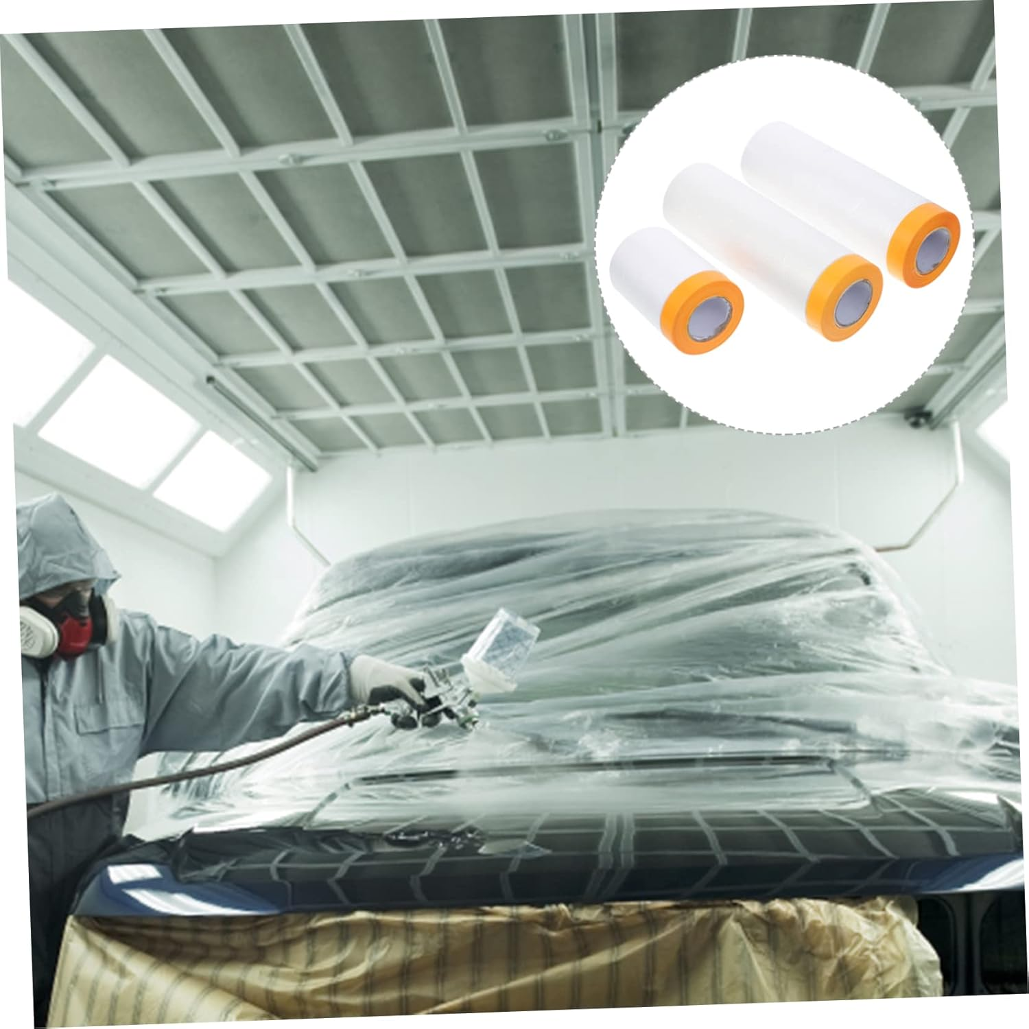 Generic Automotive Masking Film 3 Rolls 20Meters PVC Masking Sheets No Residue