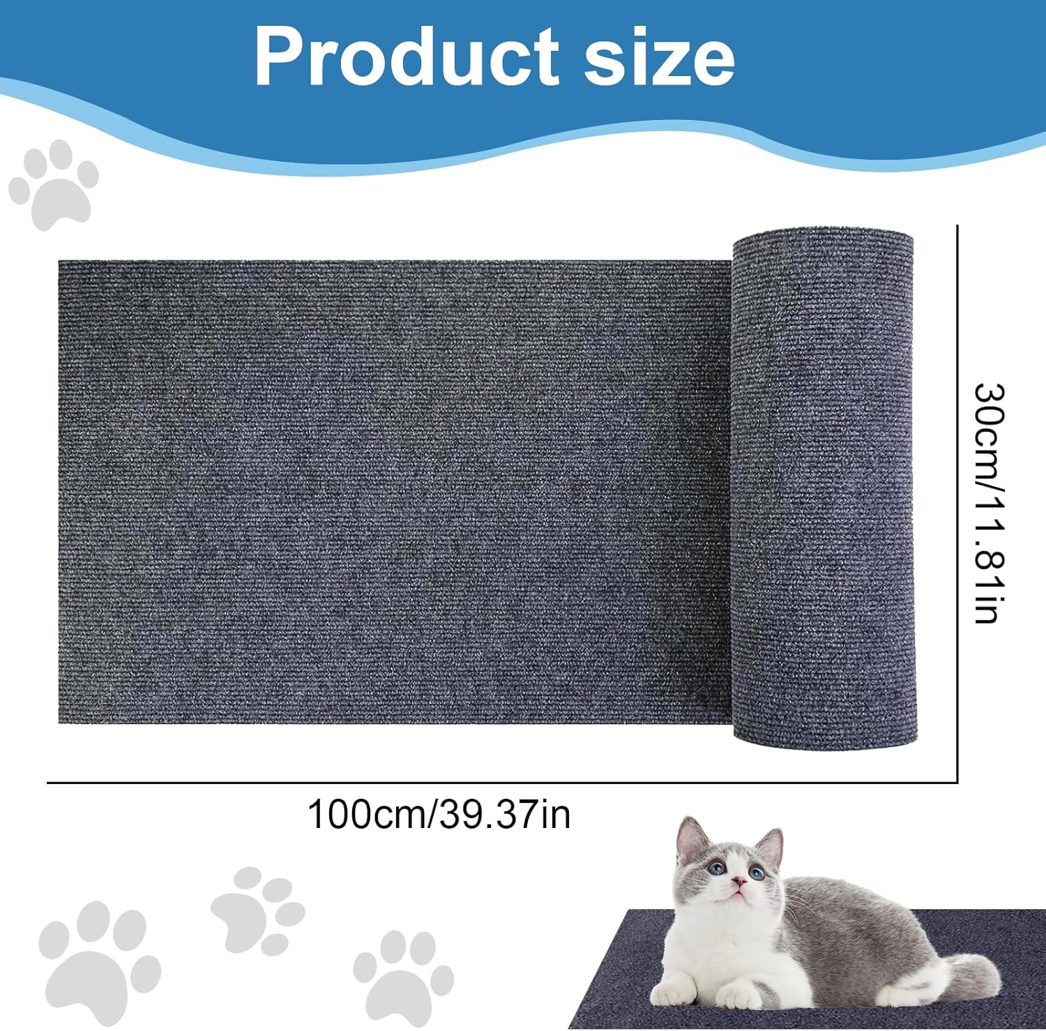 Self-Adhesive Cat Scratching Mat, DIY Cut to Size Scratching Mat for Wall, Scratching Boards for Cat Wall, Pad Cat Scratching Boards to Protect Carpets, Sofa and Furniture