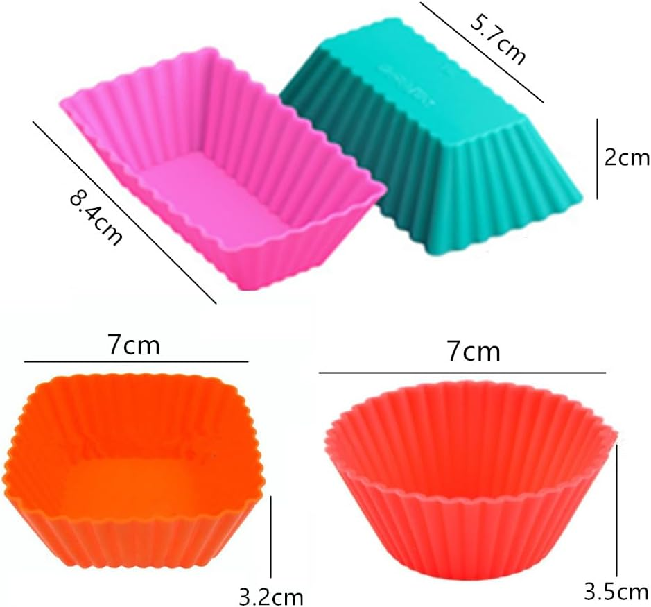 Silicone Muffin Cups, Wanfoou 24 Pack Silicone Reusable Cupcake Cases Baking Muffin Cups Liners Molds Sets, 3 Shapes image number 3