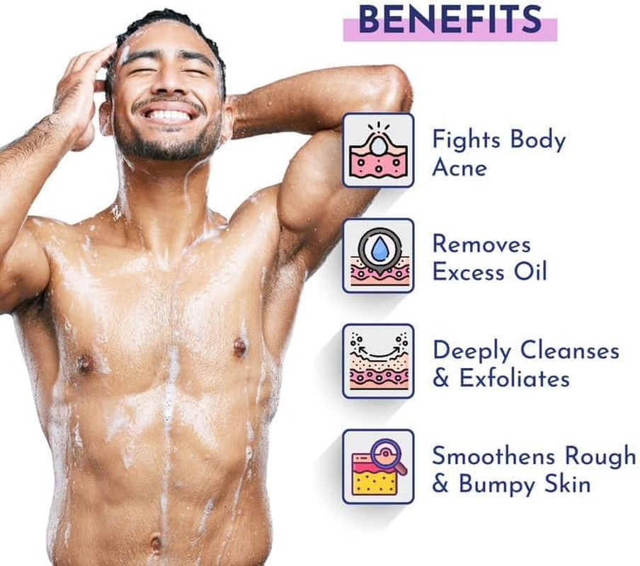 Mannlich 2% Salicylic Acid Body Acne Wash for Men (300 Ml) - Bacne Clear Body Wash Men Shower Gel - 3% Niacinamide Prevents Body Acne, Exfoliates & Nourishes Skin - Suitable for All Skin Types - Para image number 1