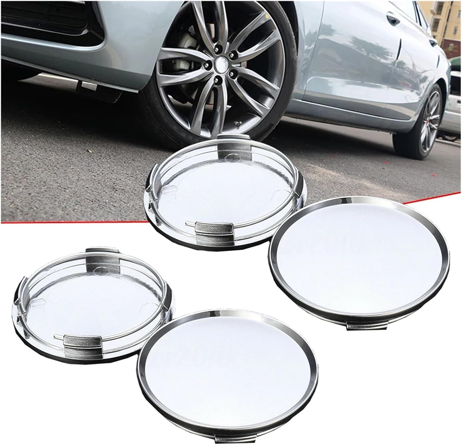 BWPEXZ 4Pcs/Set 63Mm Silver Car Auto Wheel Center Cap Covers Tyre Tire Rim Hub Cap Accessories image number 4
